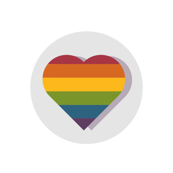 A rainbow heart icon for the LGBTQ+ brief