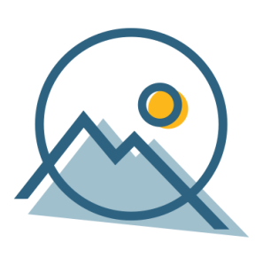 icon of mountains and a sun