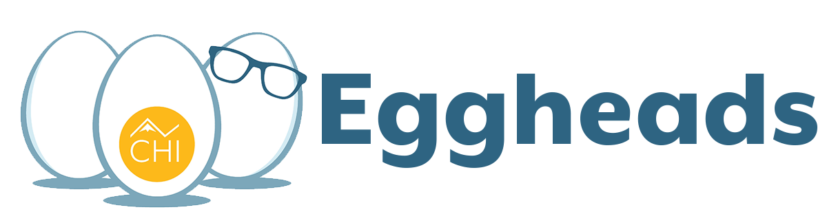 Eggheads logo showing three eggs, one wearing glasses