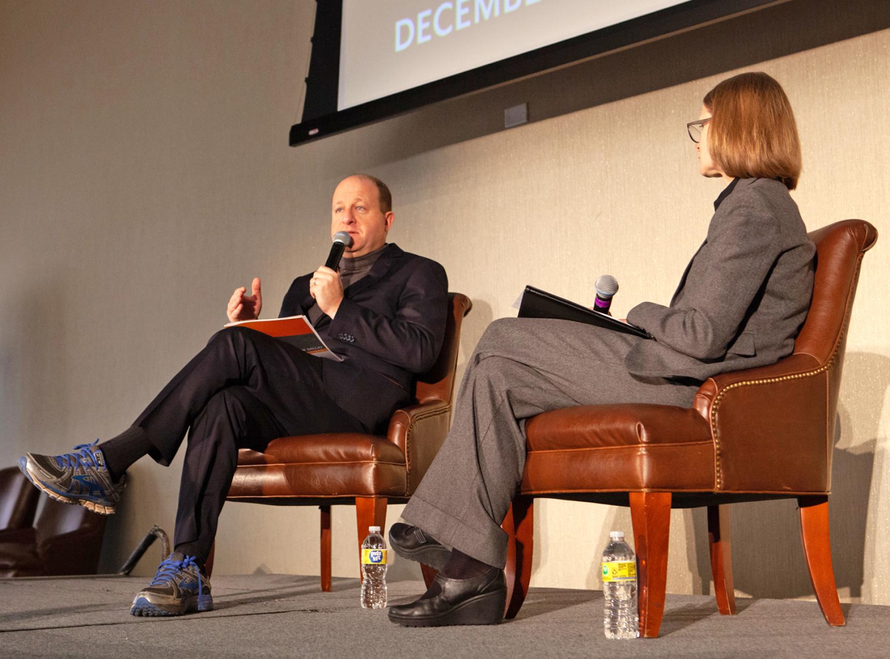 Colorado Gov. Jared Polis and Sara Schmitt