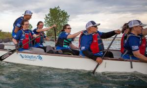 From left, Team Blue coach Chris Wiegand and adaptive athletes Lauren Slack, Alison Rehfus, Heather Tram, Rich Ochiuzzo, and Amy Lee work on techniques during practice at Standley Lake in Westminster.