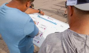 Team Blue coaches Gilbert Vasquez and Chris Wiegand put together the boat’s seating chart. Small local manufacturers and college engineering students have helped create custom seats and equipment to meet the needs of the athletes.