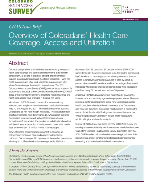 2011 Colorado Health Access Survey report