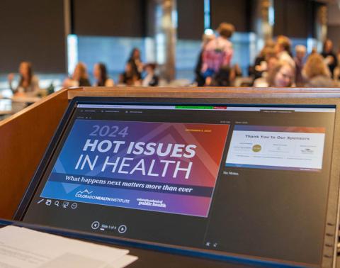 A computer screen showing the Hot Issues in Health logo